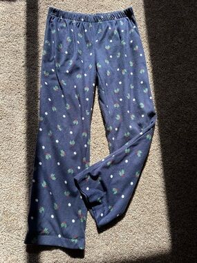 Joe Fresh Navy Blue Holiday Christmas PJ Pants with Holly Print. Womens Medium.